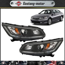 For Honda Accord Sedan 2013-2015 Halogen Headlights Black Housing Rightleft