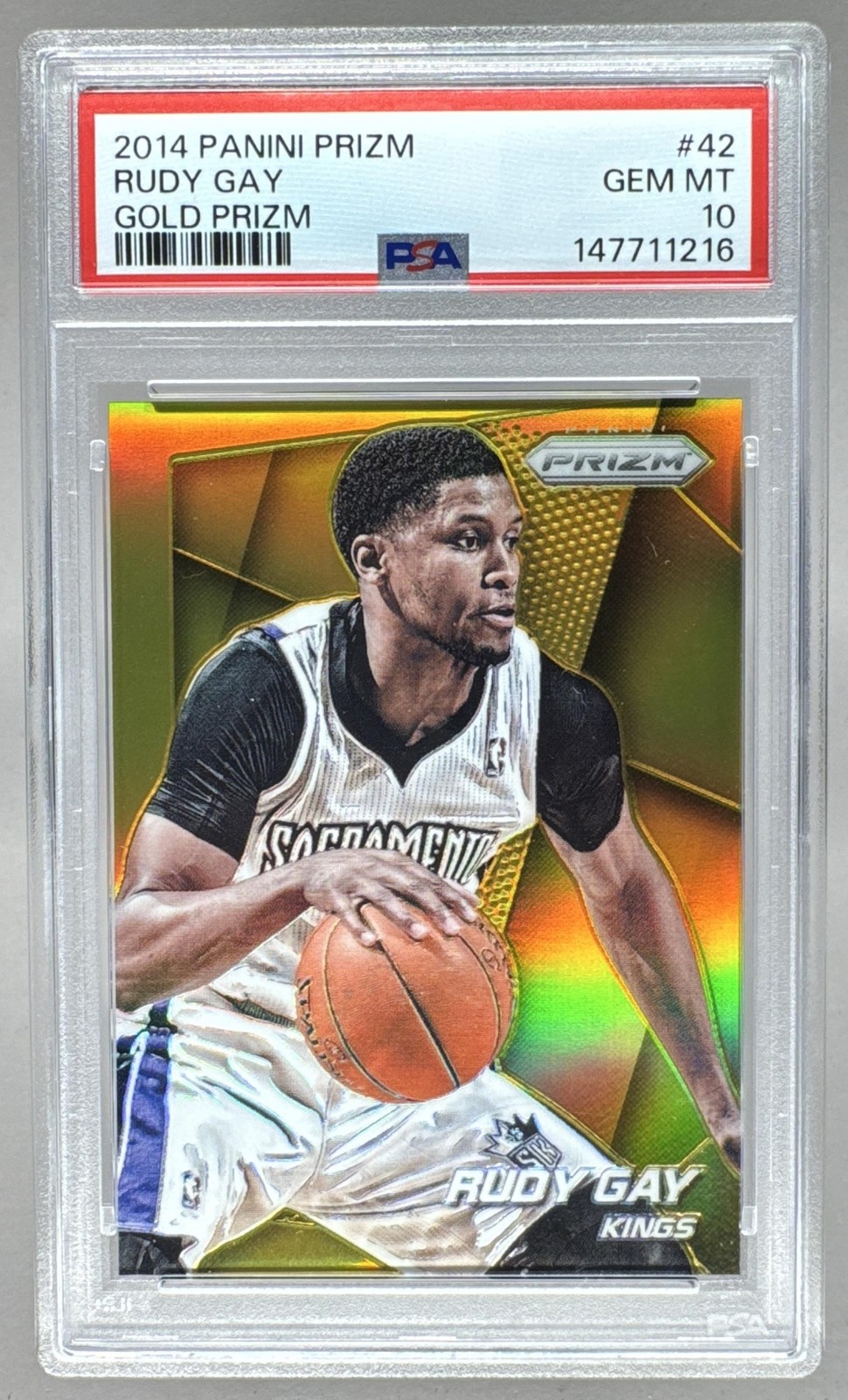 Rudy Gay 2014 Panini Prizm #42 Gold 8/10 PSA 10