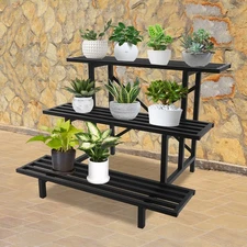 3-Tier Plant Stand Heavy Duty Steel Plant Display Shelf Metal Flower Rack