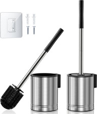 Toilet Brush and Holder Set: 2 Pack Stainless Steel Rustproof Kits with Deep Cle