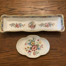 Vintage Coalport Ming Rose Bone China Trinket Trays (set Of 2)