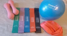 Pilates ball, 2kg dumbells and set of resistance bands; bought new, little use.
