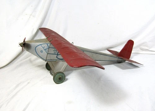 Antique Marx Pioneer Air Express Tin Monoplane Airplane 25 Inch Wingspan