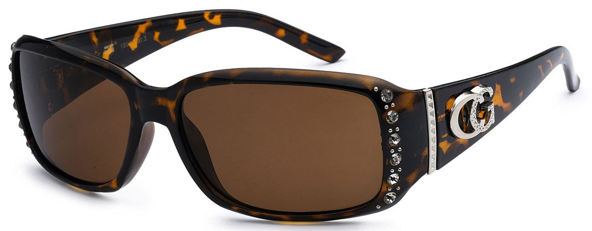 Fashion Rectangle Rhinestone Sunglasses UV400 Tortoise Brown  display picture 1