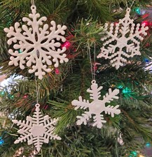 Pack of 24 White Sparkly Glittery Plastic Snowflake Christmas Tree Ornaments