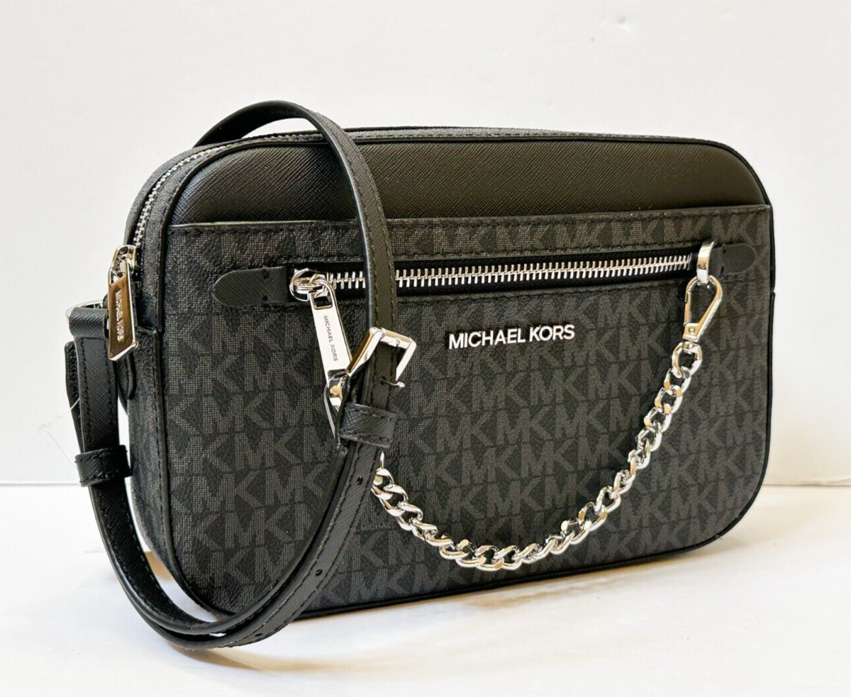 Michael Kors ショルダーバッグ JET SET ITEM 35S1STTC9B-BLACK Jet Set Large Metallic Logo Jacquard Crossbody Bag | Michael