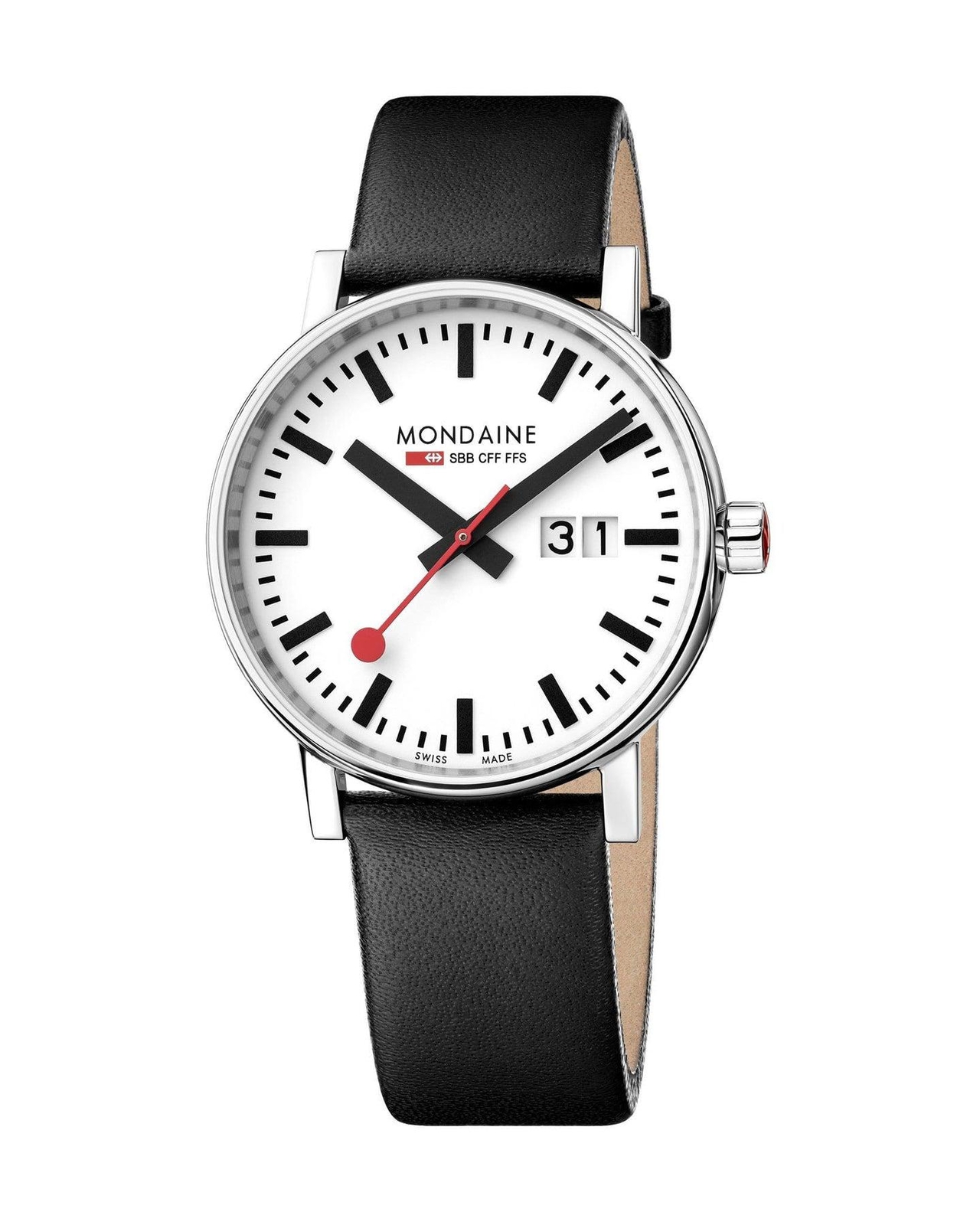 Mondaine Evo2 Big Date 30mm Stainless Steel White Dial Ladies Watch MSE.30210.LB