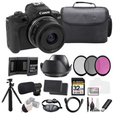 Canon EOS R100 with 18-45mm Lens Mic 32GB Ext Bat 3 PC Filter- Kit