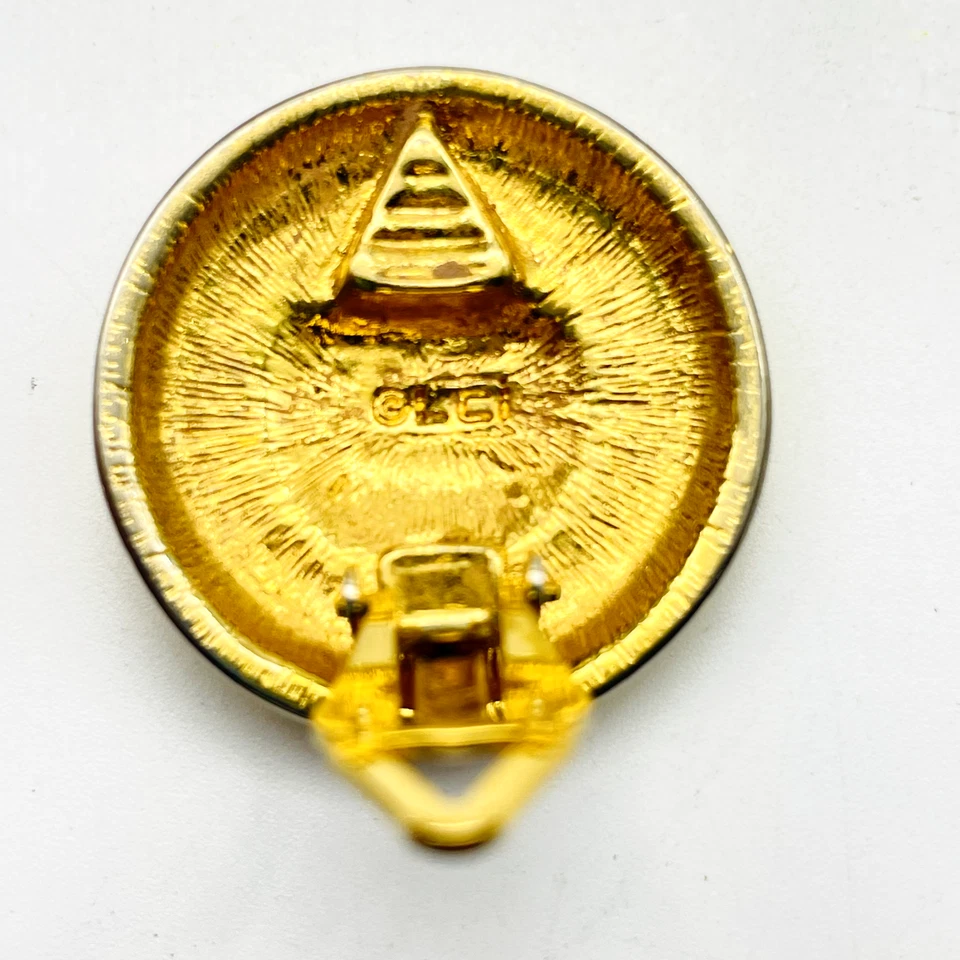 LIZ CLAIBORNE LCI Shield Button Earrings Gold Tone Clip On Classic Career Work - Изображение 3 из 4