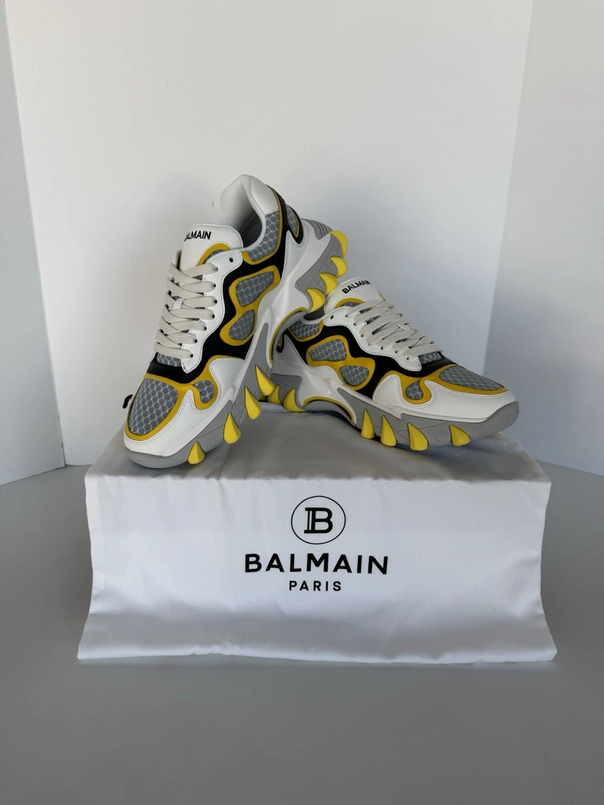 Balmain — Balmain- East Leather and Mesh Sneakers  US Size 9