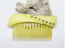 Vintage 1950s Cream Geometric Rhinestone Crystals Hair Comb- Art Deco Accessory