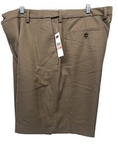 NWT Chaps Mens Brown Taupe Flat Front Dress Shorts size 40 9" inseam