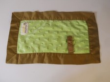 Baby Security Blanket BABEE COVEE raised minky Dots  Hearts Lime green  brown