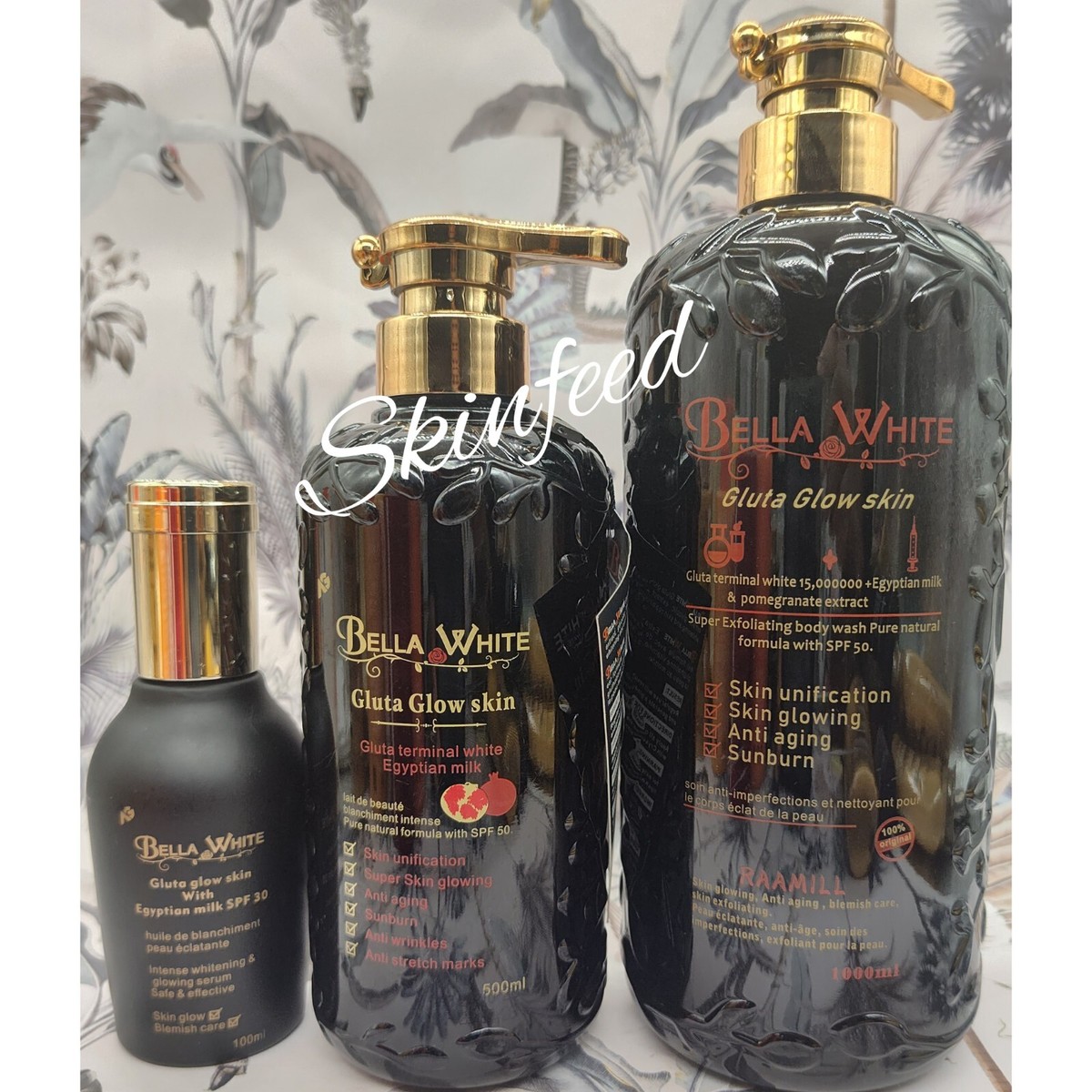 bella glutathione Bella-white Glutta-glow Whitening Body Lotion, Serum& Shower Gel With  Papaya👌