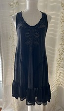 Free People Women's Charcoal Sleeveless Boho Peasant Dress Size Small