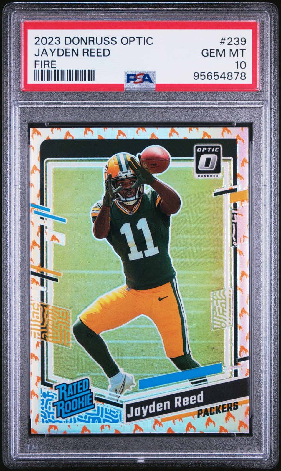 2023 PANINI DONRUSS OPTIC 239 JAYDEN REED,   FIRE RC,   PSA 10,   SSP!!!!
