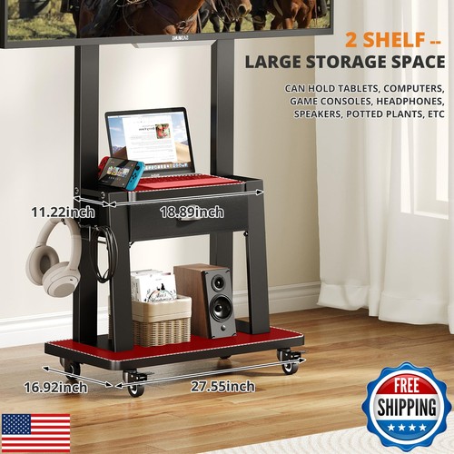 Mobile TV Cart with Drawer,for 23-75 inch Flat/Curved Screen Up to 120lbs,Adj - Picture 4 of 5