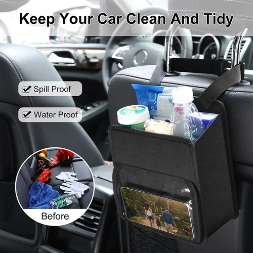 Portable Foldable Leather Car Trash Can Garbage Bin Bag Waste Storage Organizer