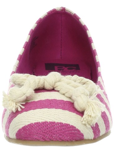 BC Footwear Damengröße 9 rosa fuchsia offenes Etui Ballerinas flache Schleife gestreift - Bild 6 von 7