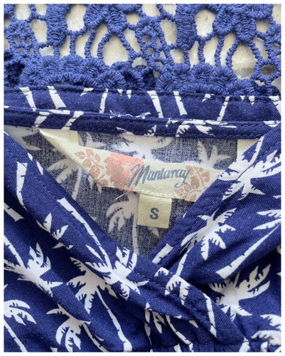 Mantaray Tunic Top Size S Blue White Palm Trees Elasticated Summer Holiday VGC - Picture 15 of 17