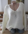Neu Italy Warme Kuschel Strick Pullover Grob Pulli Oversize Creme 38 40 42
