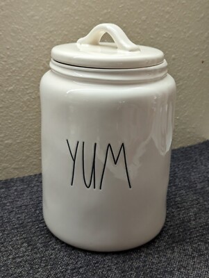 Rae Dunn yum Canister White Ceramic Storage Container Artisan Collection New