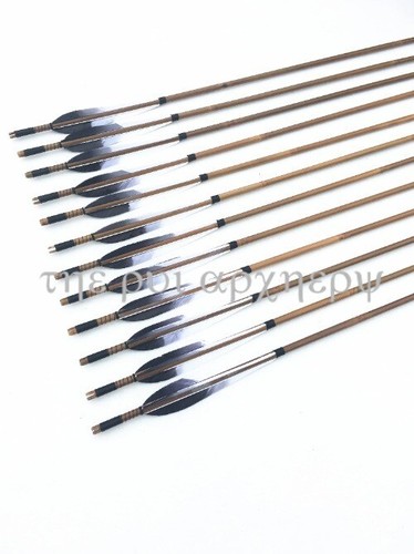 6/12/24pcs Bamboo Arrows Turkey Feather for Longbow Recurve Bow Archery Hunting - Picture 7 of 13