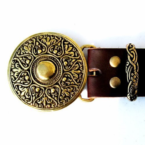 Buckle Gürtel 4cm / Arabeske Renaissance LARP Echtleder Mittellalter - Kernleder - Picture 1 of 3