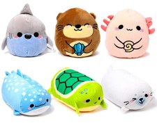 SQUIDGLYS ADORAMALS ANIMALS SOFT PLUSH SOFT TOY CUSHION AXOLOTL SEAL OTTER