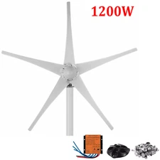 1200W Wind Turbine Generator DC12V 5-Blade Wind Turbine Kit & MPPT Controller