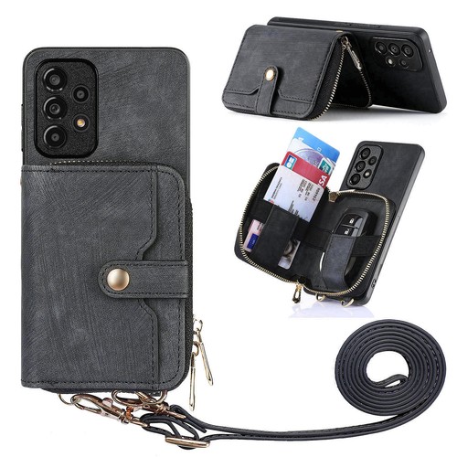 For Samsung Galaxy A15/A05/A35/A14/A54 Crossbody Card Wallet Case Zipper Purse - Picture 12 of 26