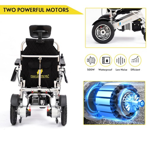 Manual Reclining Lightweight Foldable Electric Wheelchair with Remote Controller - Picture 9 of 22