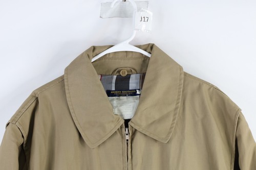Vintage 70s Brooks Brothers Mens XL Distressed Full Zip Chore Barn Jacket Beige - Picture 2 of 15