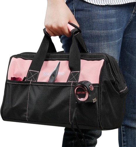 Pink Tool Kit, Home Repairing Tool Set with Wide Mouth Open Storage Bag, Househo - Picture 5 of 12