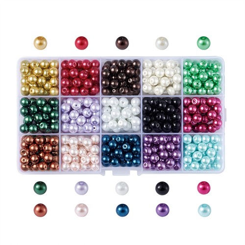 15 Colores Cuentas de Perlas de Vidrio Teñidas Cuentas Perladas Agujero Redondo 1mm Kits de Cuentas - Imagen 2 de 11