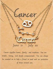 3Pcs Constellation Zodiac Layer Necklace Cancer