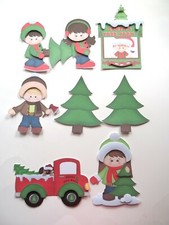 3D UPick Christmas Tree Trimming Boy Girl Winter Scrapbook Card Embellishment