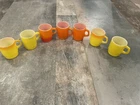 7 Vtg Anchor Hocking Fire King 3 Orange 4 Yellow Glass Coffee Cup Mug Set
