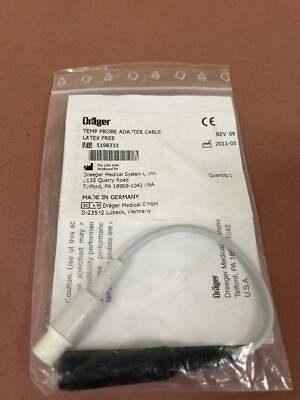 Drager Temp Probe Adapter Cable 5198333 New in Package