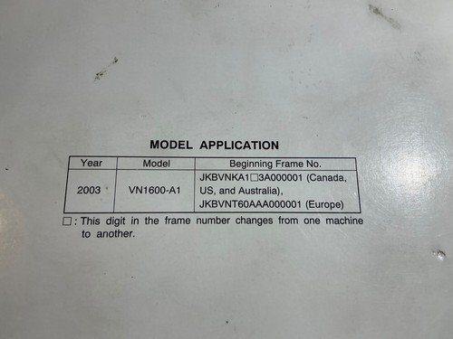 2003 Kawasaki Vulcan 1600 Classic & VN1600 Classic Motorcycle Service Manual - Picture 5 of 19