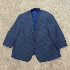 Oak Hill Sport Coat 3XL 54R/56R Blue Plaid Check Two Button Blazer