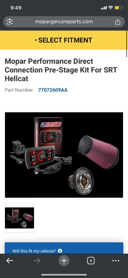 Kit de preetapa Mopar Performance DirectConnection para SRT Hellcat Foto 3 de 3