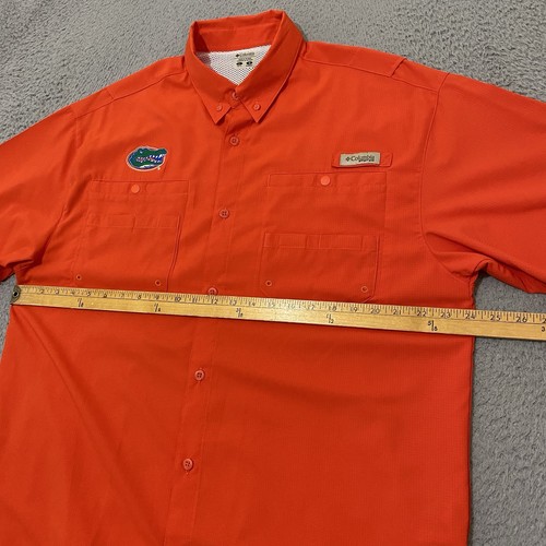 Florida Gators Shirt Columbia PFG Mens Large Orange Button Up Omni Shade Fishing - Picture 12 of 13