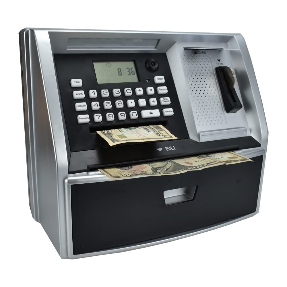 ATM Savings Bank with Debit Card, Electronic Piggy Bank for Real Money, Coin ...