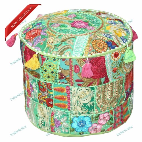 New Indian Floral Pouf Ottoman