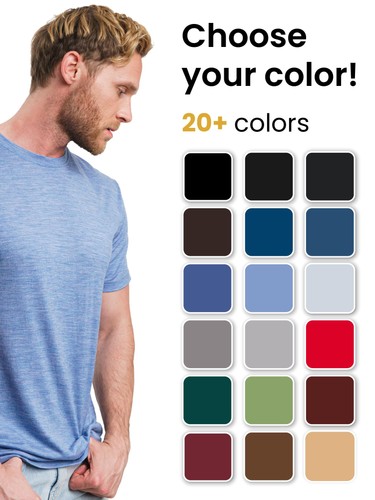 Merino Wool T-Shirt Mens - 100% Merino Wool Undershirt Lightweight Base Layer... - Picture 3 of 8