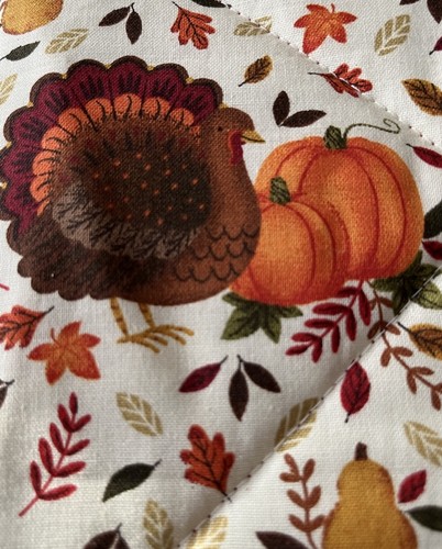 2 Thanksgiving Topflappen/Hot Pads. Handgefertigte gesteppte isolierte. 8" Vierkant