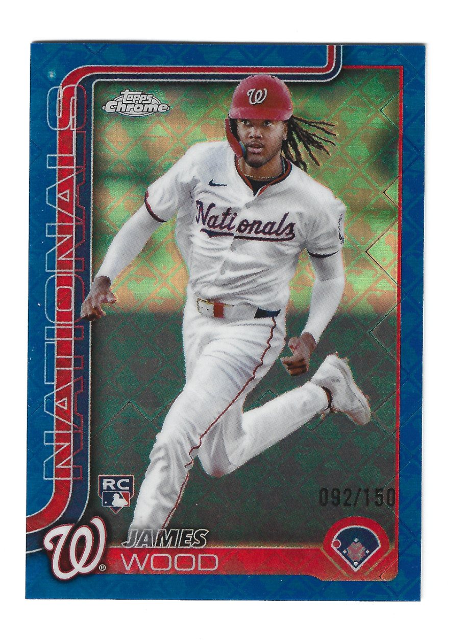 2025 Topps Chrome Logofractor James Wood #132 RC Blue Refractor #092/150