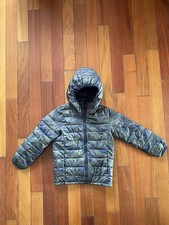 Boys Small Down Puffer Jacket Hooded GAP Camo Coat Blue Green Sz 6