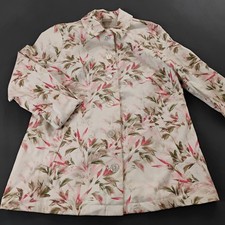 Chico's Women's Jacket Size 1 Summer Grove Tropical Print Button Front Stretch
